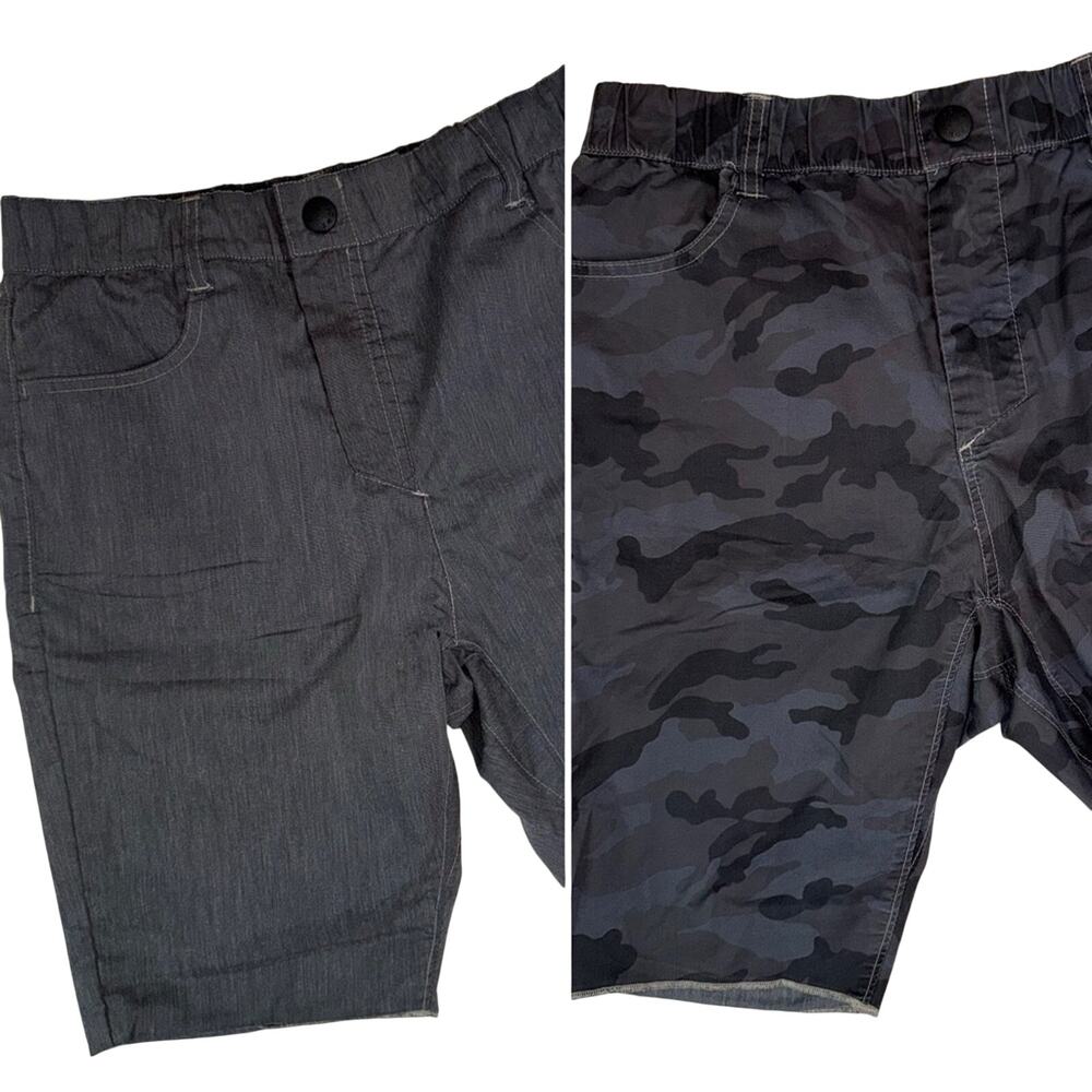 HOWE Men's REVERSIBLE Casual Shorts Charcoal Gray / Gray Camo  Size 30 x 9.5"